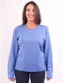 Aldo Colombo blue merino sweater with detached ring neck