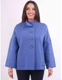 Aldo Colombo Italy | Plus size blue double wool cloak jacket