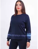 Aldo Colombo dark blue merino wool sweater with work