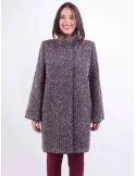 Colombo Pink and black tweed wool formal long jacket coat