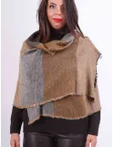 Rubamori brown and yellow merino and alpaca striped scarf