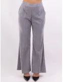 Volpato pearl grey velvet flared long trousers