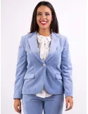 Volpato Italy Plus size light blue velvet suit blazer jacket for women