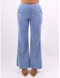 Volpato Italian clothing | Light blue velvet flared long trousers