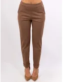 Volpato | Camel brown turn up cigarette trousers plus size available