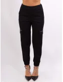 Black cargo trousers with rhinestones | Volpato Italian clothing