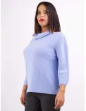 Maglione dolcevita in puro cashmere celeste fino alla tg 54 by Volpato