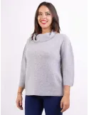 Maglia dolcevita a scatola in puro cashmere grigio perla by Volpato