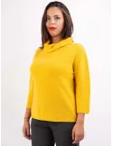 Volpato yellow pure cashmere turtleneck box sweater