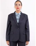 Volpato blue grey pink pinstriped suit jacket