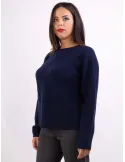 Volpato Italy navy blue pure cashmere braids sweater