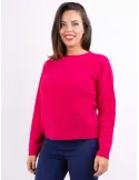 Volpato Italy | Fuchsia 100% pure cashmere sweater braids work