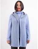 Frida Madè Knitwear | Light blue long hooded alpaca wool waistcoat