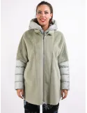 Milestone light green eco friendly suede hooded jacket coat