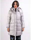 Milestone | Plus size ice grey silk hooded padded coat with knits