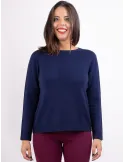 Riva Tricot Italian knitwear | Blue fine merino wool round neck sweater