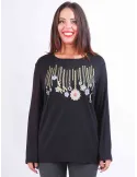 F. Mercuriali Black t-shirt with printed golden medals