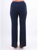 Aldo Colombo Italy | dark blue wool and silk formal flared trousers