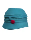 Complit turquoise and fuchsia pile bucket cloche hat cap