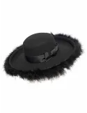 Cappello nero elegante a falda larga con piume | Complit Fashion Hats