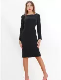 Sonia Pena Winter Wedding | Plus size bodycon plain black sheath dress