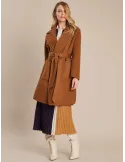 Piero Moretti camel brown wool coat with belt