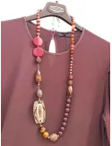 Brown and bronze stones handmade long necklace