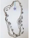 Shiny rhinestones long silver handmade necklace