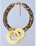 Golden animal spotted handmade short rigid necklace