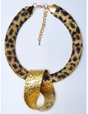 Golden animal spotted handmade short rigid necklace