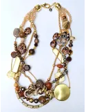 Golden rhinestones handmade multi-strand chain necklace