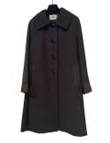 Black wool sartorial duster coat with silk profiles