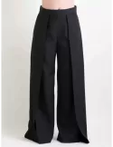 Casting black long palazzo trousers with front split