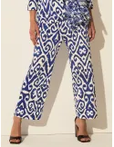 Piero Moretti white and royal blue cuffed palazzo trousers plus size