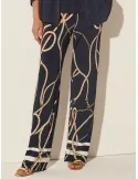 Piero Moretti blue and beige logo printed cigarette trousers