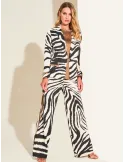 Piero Moretti zebra printed silk jacket and trousers suit