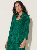 Piero Moretti green leaves rhinestones shirt and top twinset