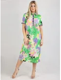 Piero Moretti light colours printed sheath dress polo neck