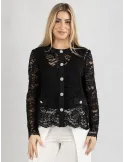 Piero Moretti Black lace jacket with silver jewel buttons