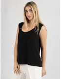 Piero Moretti 2025 | Plain black viscose tank top