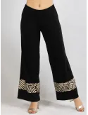 Francesca Mercuriali black wavy palazzo trousers gold insert