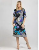 Mercuriali Italian fashion | Blue and purple floral sheath dress