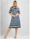 Mercuriali Italian fashion | Blue silk nautical print dress Plus size