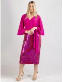 Evassè Fuchsia sheath dress with shiny sequins skirt