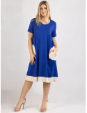 Rubamori Milano Royal blue A-shape short sleeve dress