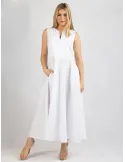 Zanetti Italy | White cotton flared long daily summer dress | Plus size