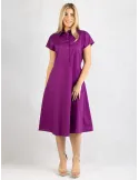 Zanetti Italy Magenta cotton flared midi daily summer dress