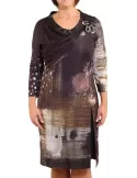 elegantes Kleid mit Leder und Strass