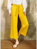 Pantaloni palazzo capri in seta gialla L. Pucci