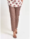 Zanetti 1965 purple and yellow polka dots Italian satin cotton trousers